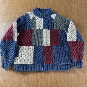 Carriage Donn Ireland Handknit Merino Sweater Women’s M Multi Color Zip Up